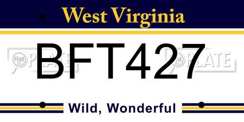 BFT427 West Virginia License Plate