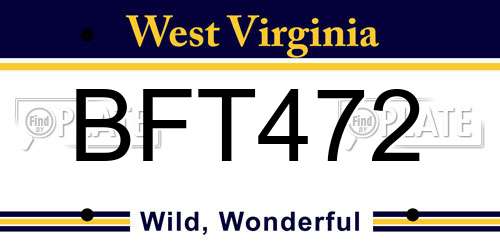 BFT472 West Virginia License Plate