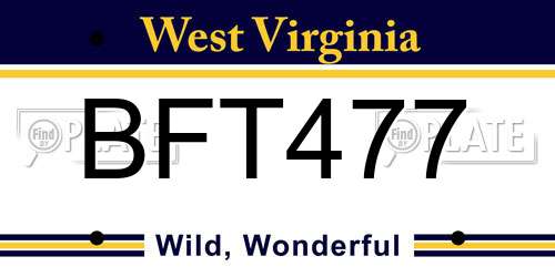 BFT477 West Virginia License Plate