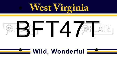 BFT47T West Virginia License Plate