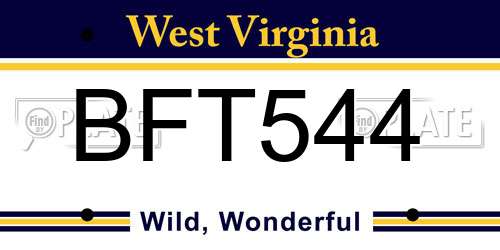 BFT544 West Virginia License Plate