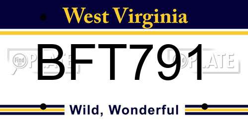 BFT791 West Virginia License Plate