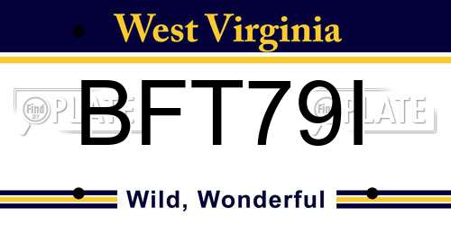 BFT79I West Virginia License Plate