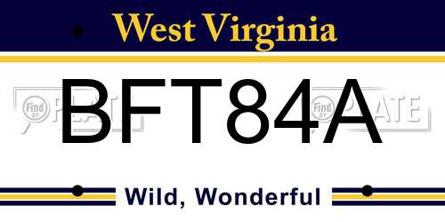 BFT84A West Virginia License Plate