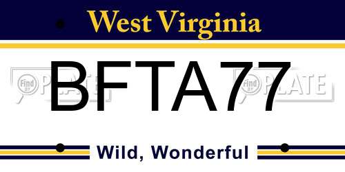 BFTA77 West Virginia License Plate