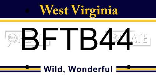 BFTB44 West Virginia License Plate