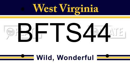 BFTS44 West Virginia License Plate