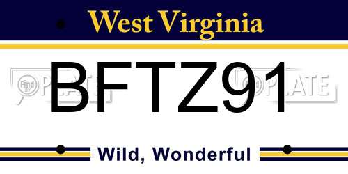 BFTZ91 West Virginia License Plate