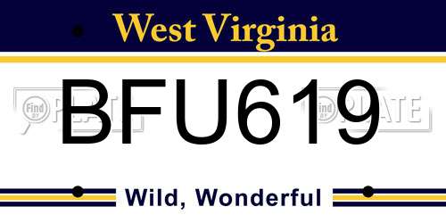 BFU619 West Virginia License Plate