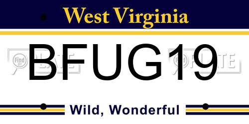 BFUG19 West Virginia License Plate