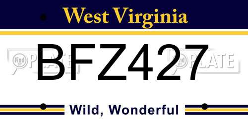BFZ427 West Virginia License Plate