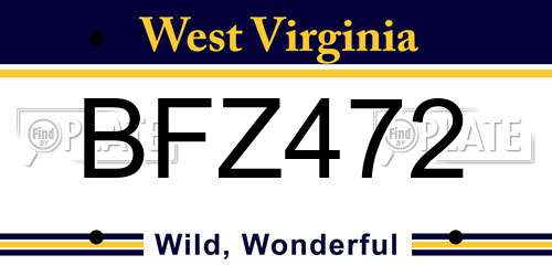 BFZ472 West Virginia License Plate