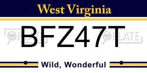 BFZ47T West Virginia License Plate
