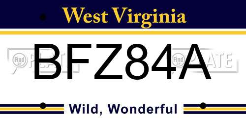 BFZ84A West Virginia License Plate