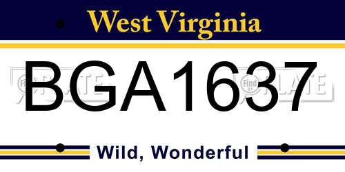 BGA1637 West Virginia License Plate