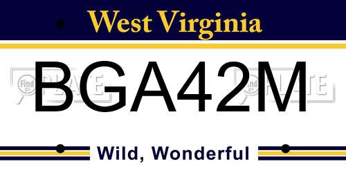 BGA42M West Virginia License Plate