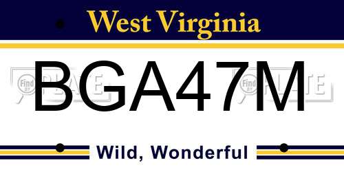 BGA47M West Virginia License Plate