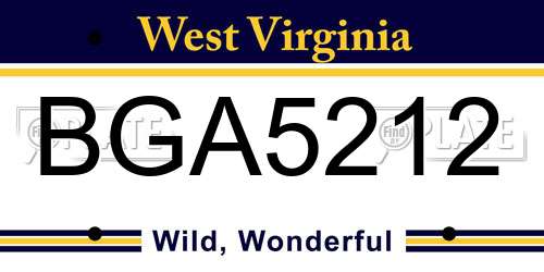BGA5212 West Virginia License Plate