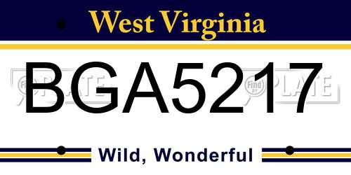BGA5217 West Virginia License Plate