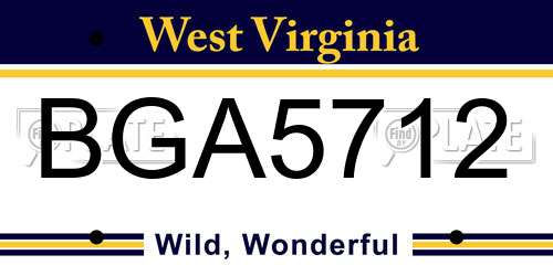 BGA5712 West Virginia License Plate