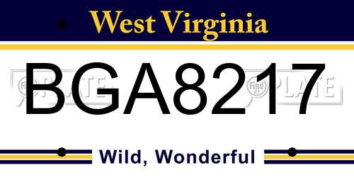 BGA8217 West Virginia License Plate