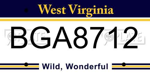 BGA8712 West Virginia License Plate