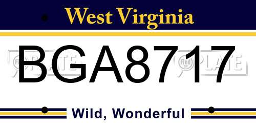 BGA8717 West Virginia License Plate