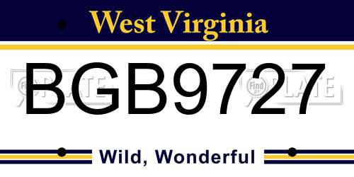 BGB9727 West Virginia License Plate