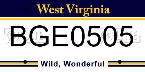 BGE0505 West Virginia License Plate