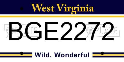 BGE2272 West Virginia License Plate
