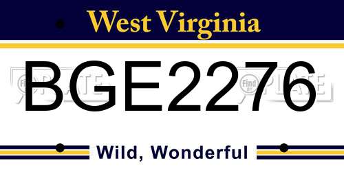 BGE2276 West Virginia License Plate