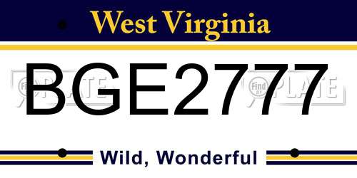 BGE2777 West Virginia License Plate