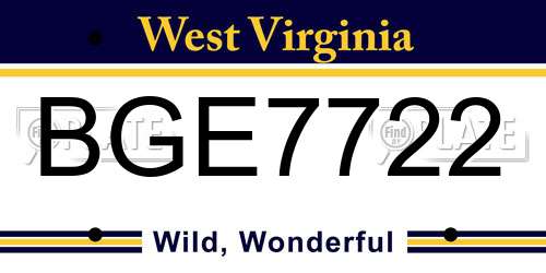 BGE7722 West Virginia License Plate