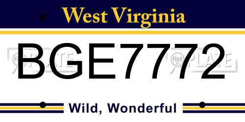 BGE7772 West Virginia License Plate