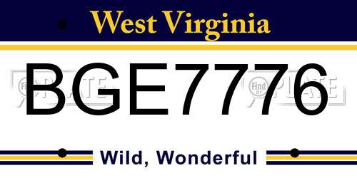 BGE7776 West Virginia License Plate