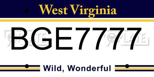 BGE7777 West Virginia License Plate