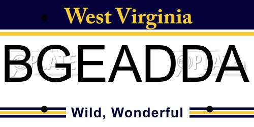 BGEADDA West Virginia License Plate