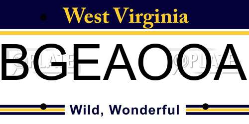 BGEAOOA West Virginia License Plate