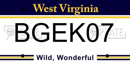 BGEK07 West Virginia License Plate