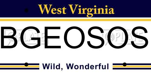 BGEOSOS West Virginia License Plate