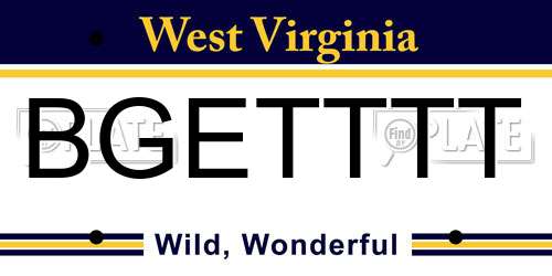 BGETTTT West Virginia License Plate