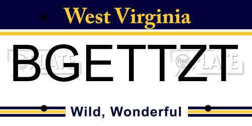 BGETTZT West Virginia License Plate