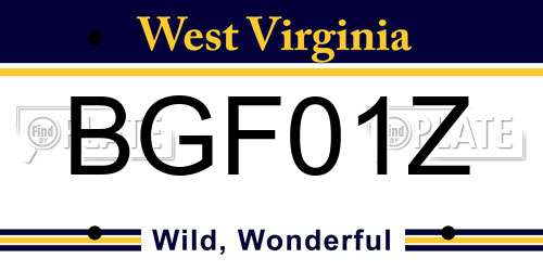 BGF01Z West Virginia License Plate