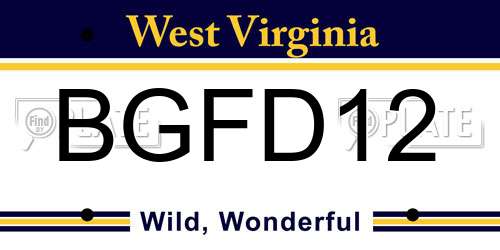 BGFD12 West Virginia License Plate