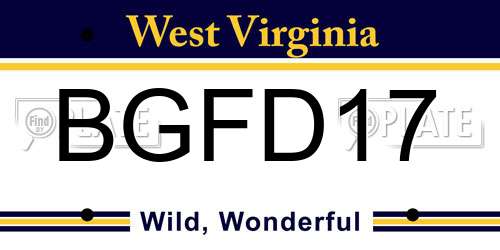 BGFD17 West Virginia License Plate