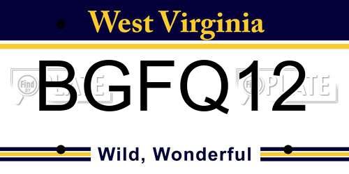 BGFQ12 West Virginia License Plate
