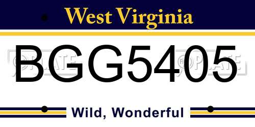 BGG5405 West Virginia License Plate