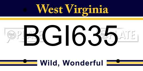 BGI635 West Virginia License Plate