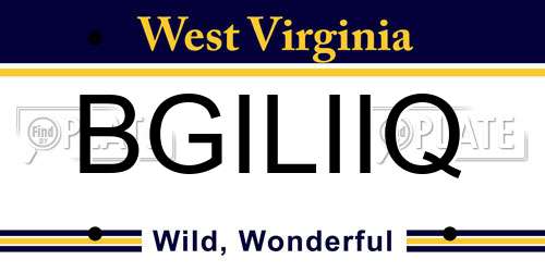 BGILIIQ West Virginia License Plate