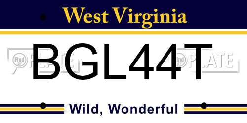 BGL44T West Virginia License Plate